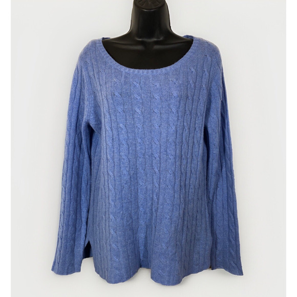 Claudia Nichole Womens Cashmere Cable Knit Long Sleeve Sweater Light Blue Size L - Picture 1 of 9